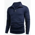 thumbnail image 6 of Dovford Men's Waffle Sweatshirt Casual Long Sleeve Outdoor Stand Collar Button Pullover Sweatshirts, 6 of 6