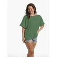 thumbnail image 3 of Women's Oversized Short Sleeve T-Shirt - Loose Fit Crewneck Basic Tee, Casual Summer Top with Rolled Sleeves, 3 of 4