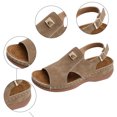 thumbnail image 4 of Rokment Women's Orthopedic Wedges Gladiator Sandals Comfortable Fashion Leather Peep Open Toe Arch Support Non Slip Walking Work Platform Slingback Sandals for Woman Khaki Size 6.5, 4 of 7
