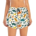 thumbnail image 4 of Lsque Dinosaurs and Tropical Leaves Printed Women's Running Shorts with Liner Pockets,Elastic Quick Dry Workout Athletic Gym Yoga Shorts,Womens High Waist Shorts-Small, 4 of 9