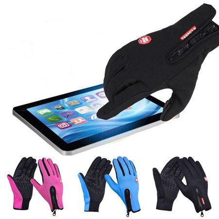 H2o Motorcycle Gloves - U-MAX Fleece Touch Screen Motorcycle Gloves, S-XL, Blue/Pink/Black