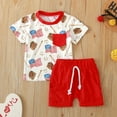 thumbnail image 2 of Baby Boy Clothes 12-18 Months Toddler Baby Boy Summer Outfit Short Sleeve T Shirt Top Casual Shorts Set Clothes 6 12 18 24 Month 2T,Red, 2 of 7