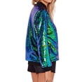thumbnail image 4 of SLADYGLO Women Sparkly Sequin Metallic Zip Up Long Sleeve Bomber Jacket, 4 of 7