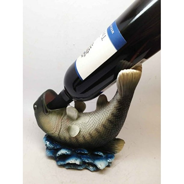 IN THE DRINK SEA BASS FISH KITCHEN WINE BOTTLE HOLDER FIGURINE