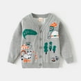 thumbnail image 2 of Bysome Baby Toddler Boy Sweater Sweaters Fashion Cartoon Pattern Knit Cardigan Jacket Soft Comfortable Warm Outerwear Long Sleeve Crew Neck Cute Print Kids Sweaters Grey Size 7-8 Years, 2 of 9