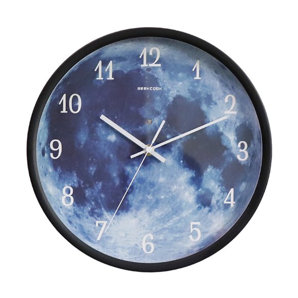 Reloj de pared redondo luminoso, reloj decorativo para dormitorio, decoración para el hogar, la oficina y la escuela. Negro