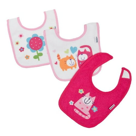 Gerber Girls' Terry Bibs, 3-Pack