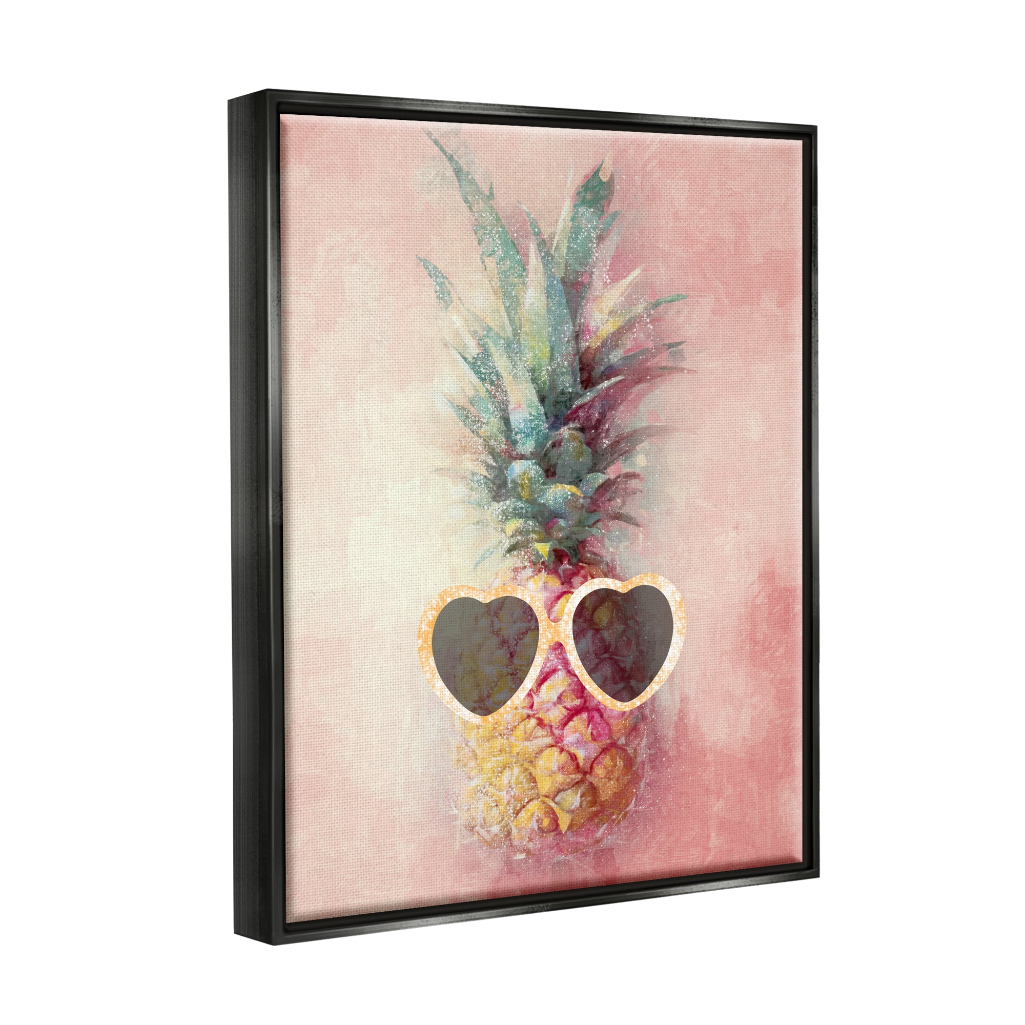 Stupell Industries Glam Pineapple & Sunglasses Food & Beverage Painting Black Floater Framed Canvas Art Print Wall Art, 17 x 21