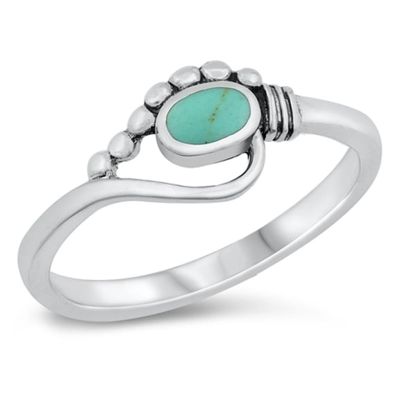 Unique Vintage Simulated Turquoise Wholesale Ring .925 Sterling Silver Band Blue CZ Female Size 6