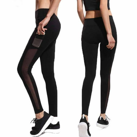 Staron 2019 Best Ladies Fitness Pants Yoga Pants Side Pocket Mesh Stitching Sports (Best Fitness App 2019)