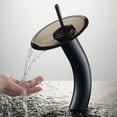 thumbnail image 2 of Kraus Tall Waterfall Bathroom Faucet for Vessel Sink with Clear Brown Glass Disk and Pop-Up Drain, Oil Rubbed Bronze Finish, 2 of 10