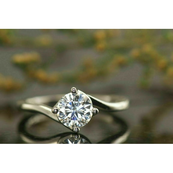 2Ct Lab Created Diamond Round Cut Twist Swirl Solitaire Engagement Ring 14K White Gold Plated