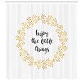 thumbnail image 3 of Enjoy the Little Things Shower Curtain, Monochrome Wreath with Hand Written Inspiring Quote, Fabric Bathroom Set with Hooks, 69W X 84L Inches Extra Long, Earth Yellow Black White, by Ambesonne, 3 of 3