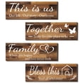 thumbnail image 1 of 4 letreros de pared para el hogar, THIS IS US/JUNTOS/BLESS THIS HOME/FAMILY, decoración de pared para sala de estar y dormitorio, 4,7 x 13,8 pulgadas (marrón), 1 of 5