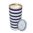 thumbnail image 3 of Kll Navy Blue And White Stripes Stainless Stainless Steel Vacuum Insulated Coffee Cup 20 Oz Lids And Straws,1 Metal Straws,1 Cleaning Brush, 3 of 9