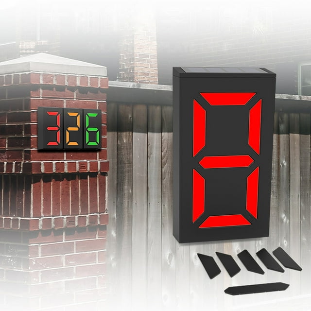 Fiudx Luz Solar con Número de Casa, Señal Led Impermeable, Modos de Iluminación Que Cambian de Color, Material Abs Duradero, Uso En Exteriores, Porche, Buzón, Visibilidad de Emergencia, Tamaño 17,8 X