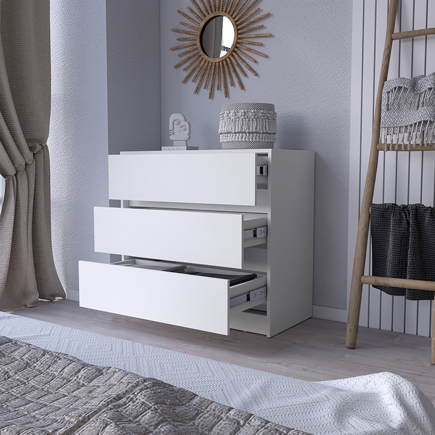 Kadyn Chest of Drawers, Nightstand with Three Drawers, White Storage Cabinet for Living Room Kadyn Chest of Drawers, Nightstand with Three Drawers, White Storage Cabinet for Living Room