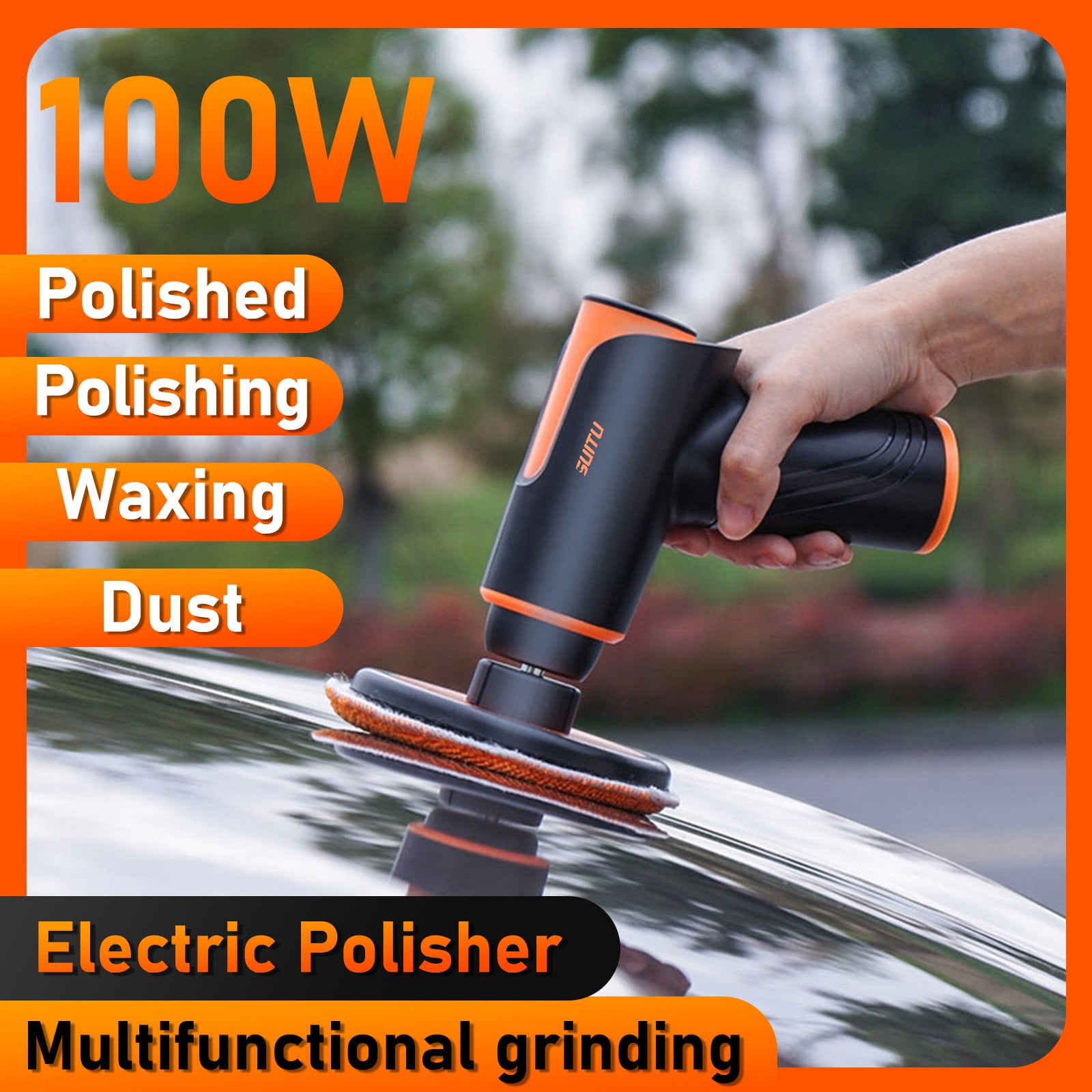 Cordless Car Polisher Tool Set - Drill-Attach Variable Speed Polisher with 2000mAh Battery & Polishing Pads, Portable Car Detailing Kit for Paint Polishing