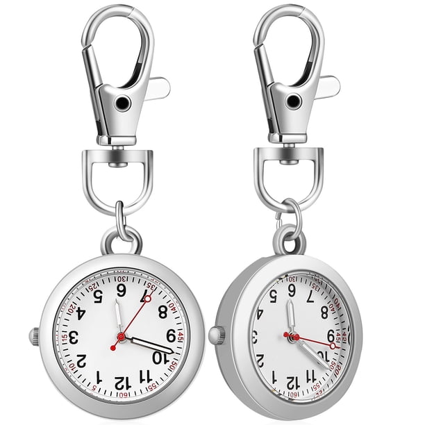 2 relojes de bolsillo con llavero y colgante de hebilla, relojes de pulsera, relojes de enfermera para mujer y hombre.