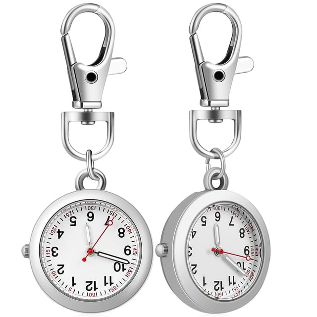 2 relojes de bolsillo con llavero y colgante de hebilla, relojes de pulsera, relojes de enfermera para mujer y hombre.