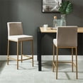 thumbnail image 4 of Pemberly Row Contemporary Velvet 26 Inche Counter Stool Set of 2 Beige Aged Gold, 4 of 7