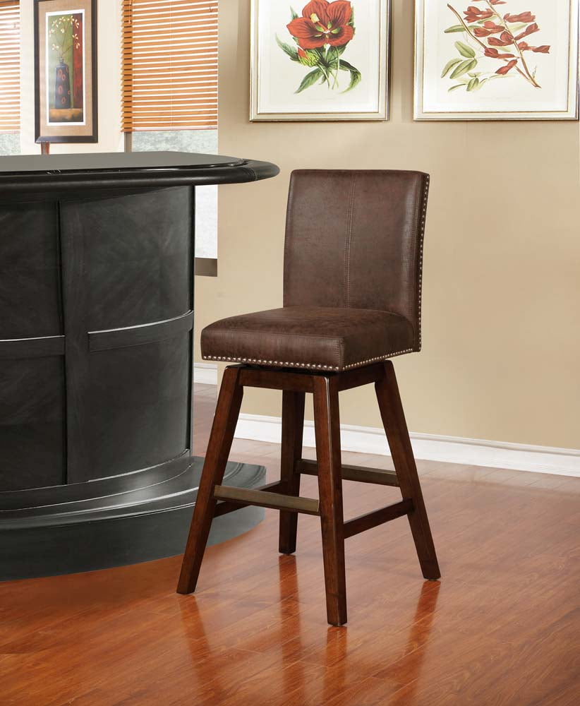 Linon Cedar Wood Swivel Bar Stool, Brown, 30 inch Seat Height