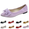 thumbnail image 4 of Xfvqtps Ladys Single Shoes Bowknot Suede Surface Pointy Toe Flat Bottom Soft Sole Fashion Work Casual Shoes Spring and Summer New Shallow Mouth Slip on Flat Shoes Beige, 4 of 4