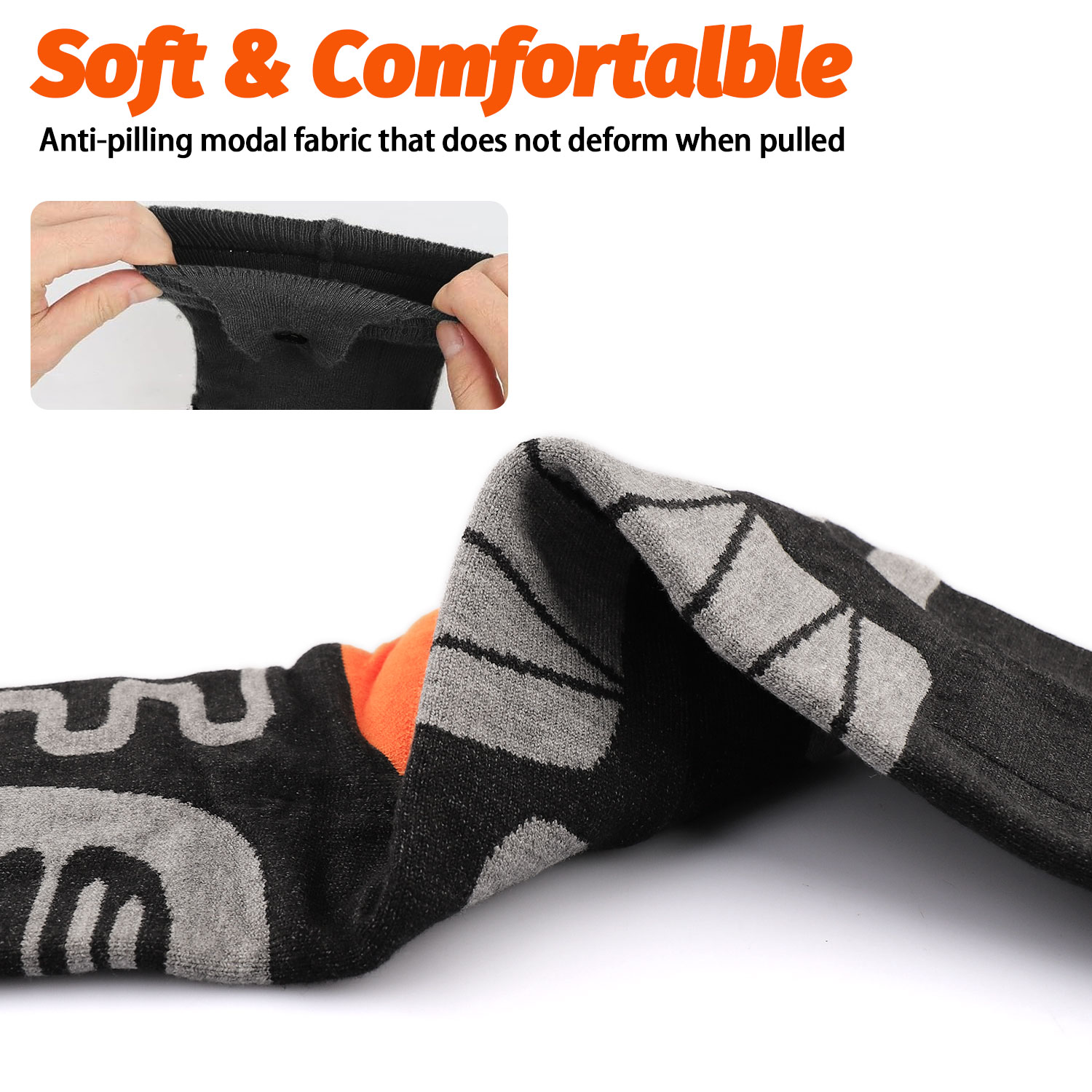 ASKITO Heated Socks for Men Women, APP Control 5000mAh Rechargeable Battery, Electric Heated Socks with 4 Heating Levels for Winter Outdoor Camping Motorcycle Skiing Foot Warmer