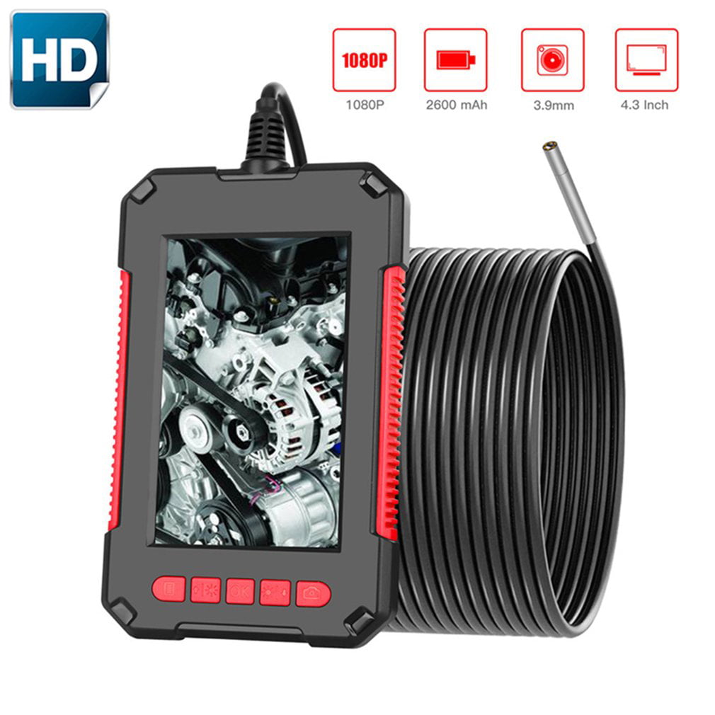 Phoneix Industrial Endoscope Waterproof 1080p HD Borescope Camera Long Focal 4.3 Inch Screen 16.4 ft Cable with 32GB TF Card 8 Adjustable LED Lights 2600mAh