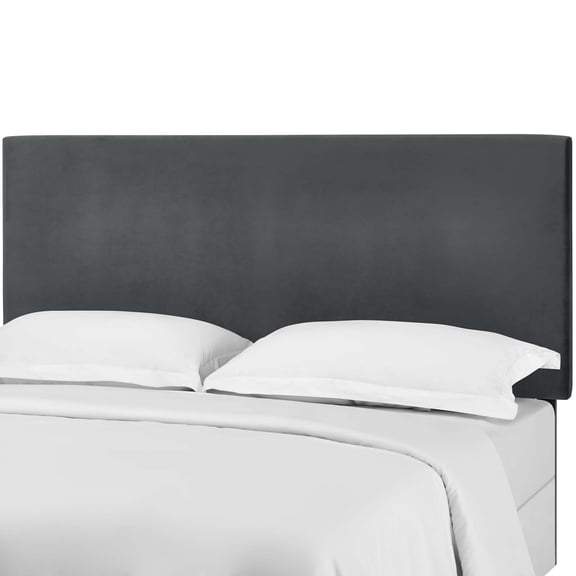 Contemporary Modern Urban Designer Bedroom Twin Size Headbaord, Velvet Fabric, Grey Gray