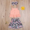 thumbnail image 3 of Douhoow Infant Girls Button Vest Tops+Floral Bowknot Mini Skirts Summer Baby Girls Clothes, 3 of 7