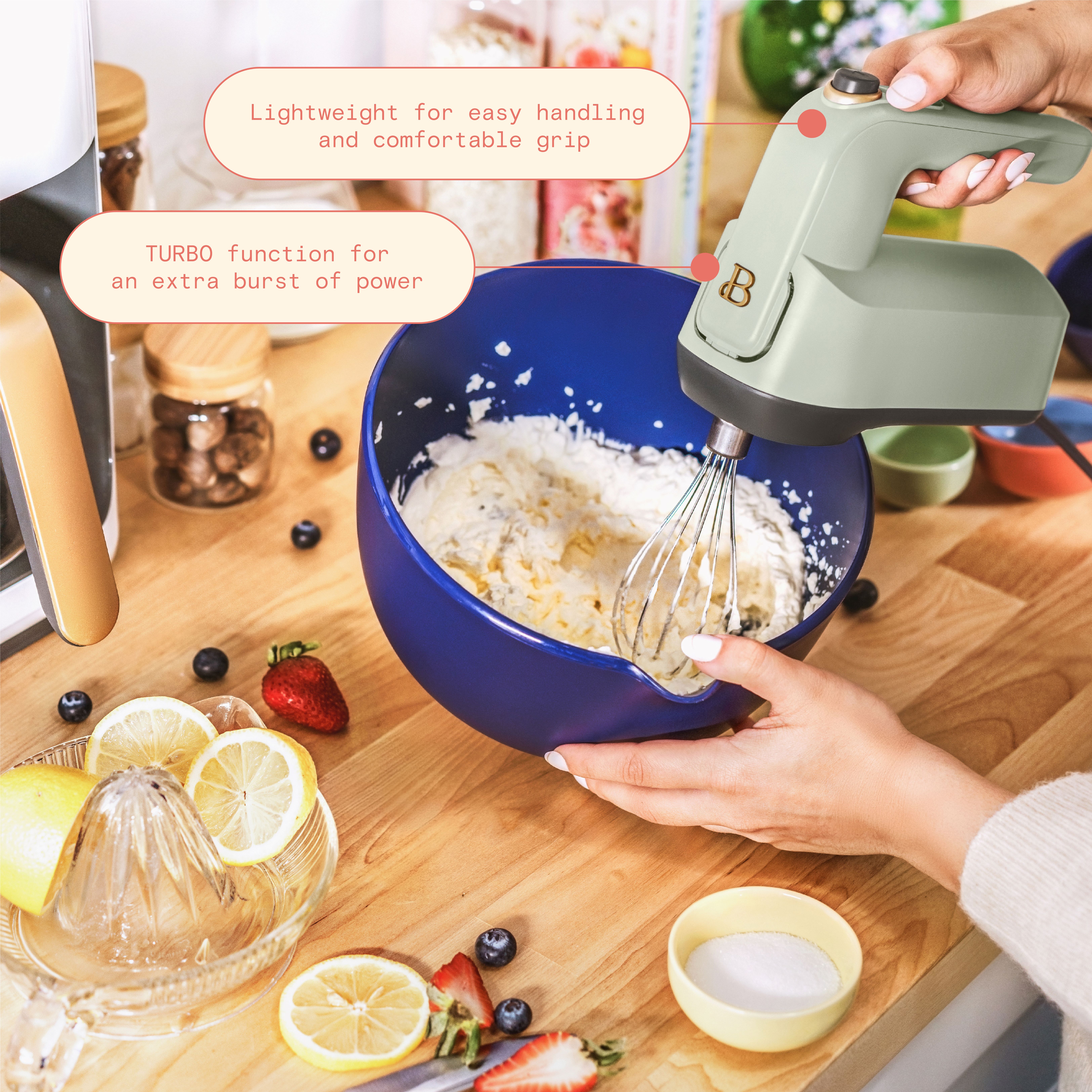 Beautiful 6-Speed Electric Hand Mixer, Sage Green by Drew Barrymore - image 5 of 9