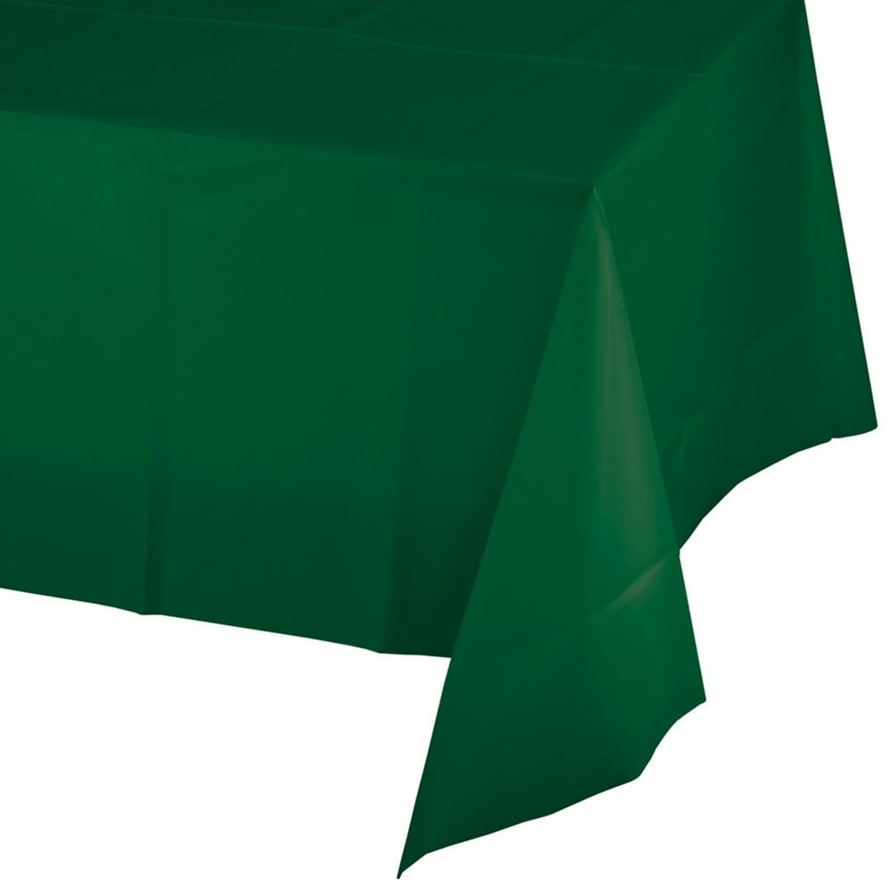 Hunter Green Plastic Tablecloths, 3 Count