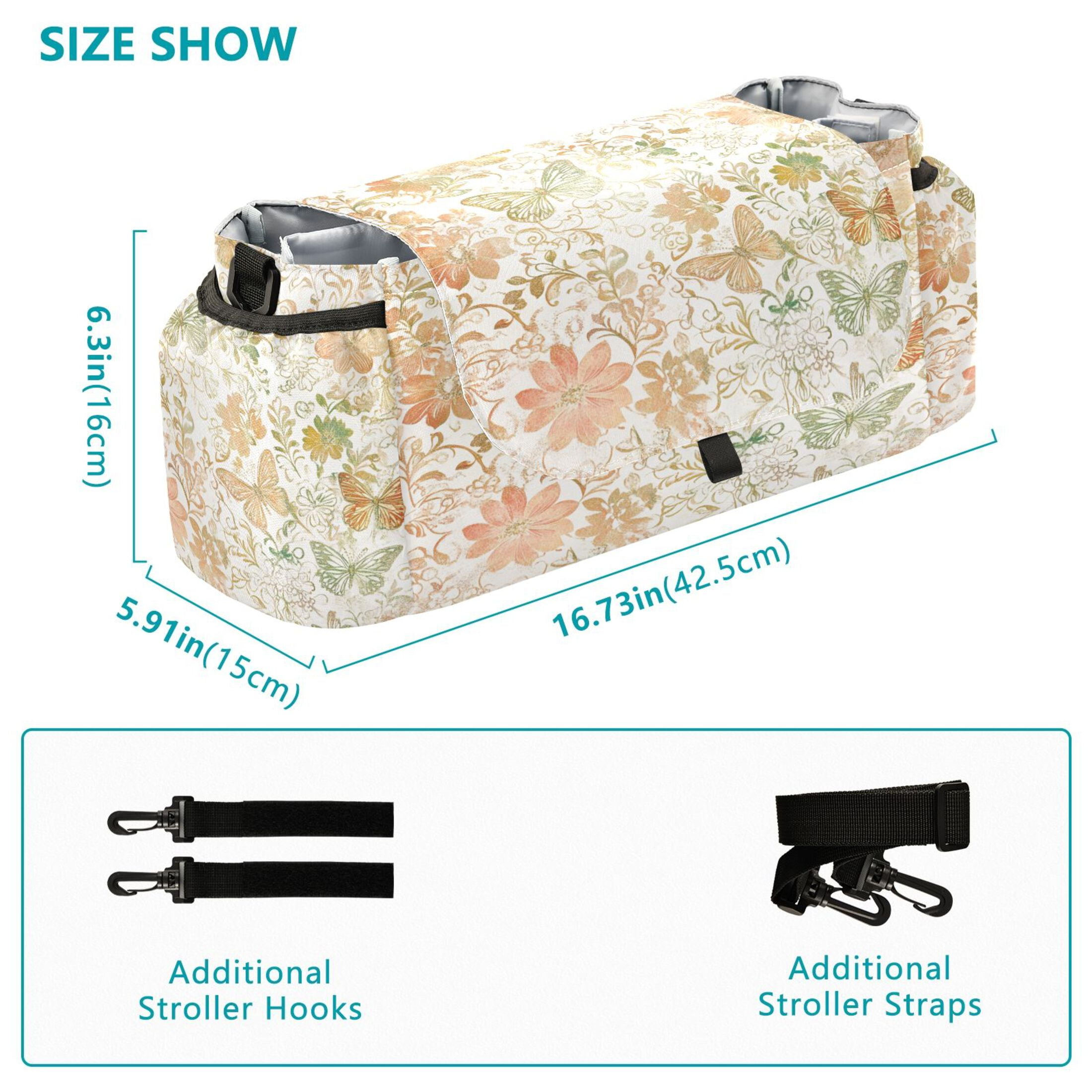 DIXRUYEE Stroller Organizer Whimsical Garden Butterflies Printed