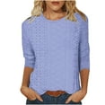 thumbnail image 2 of Crew Sweatshirts Womens Fashion Solid Loose T-Shirt Mid-Length 3/4 Sleeves Blouse Round Neck Casual Tops Free People Top Christmas Gifts, 2 of 6