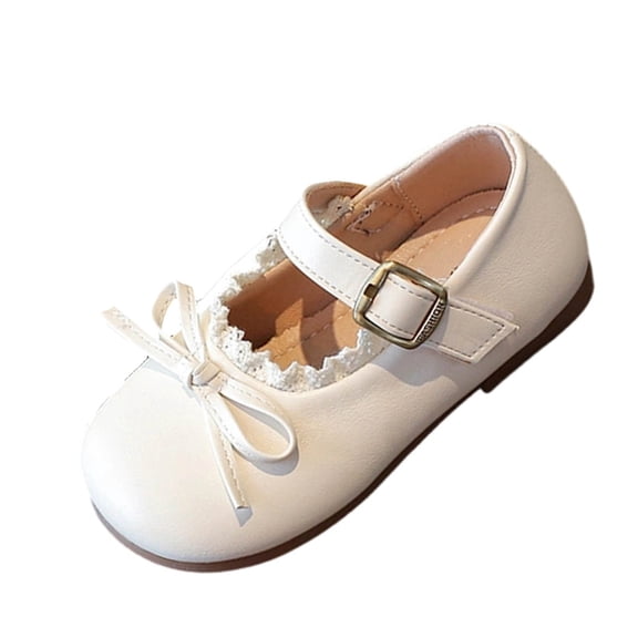Baby Girls Mary Jane Flats Soft Sole Non-Slip Newborn First Walkers Princess Dress Shoes Beige 10.5 Little Kids