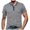 Grey, variant on uikmnh Men's T Shirts European Color Blocked Button Open Neck Men Trendy Comfortable Loose Casual Business Short Sleeved T Shirt Size:XL