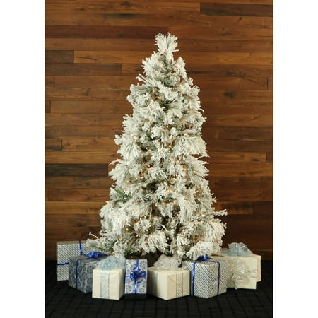 Fraser Hill Farm 10' Flocked Snowy Pine Artificial Christmas Tree with Smart String Lighting