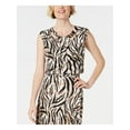 thumbnail image 2 of KASPER Womens Brown Animal Print Cap Sleeve Scoop Neck Top Petites Size: PL, 2 of 4