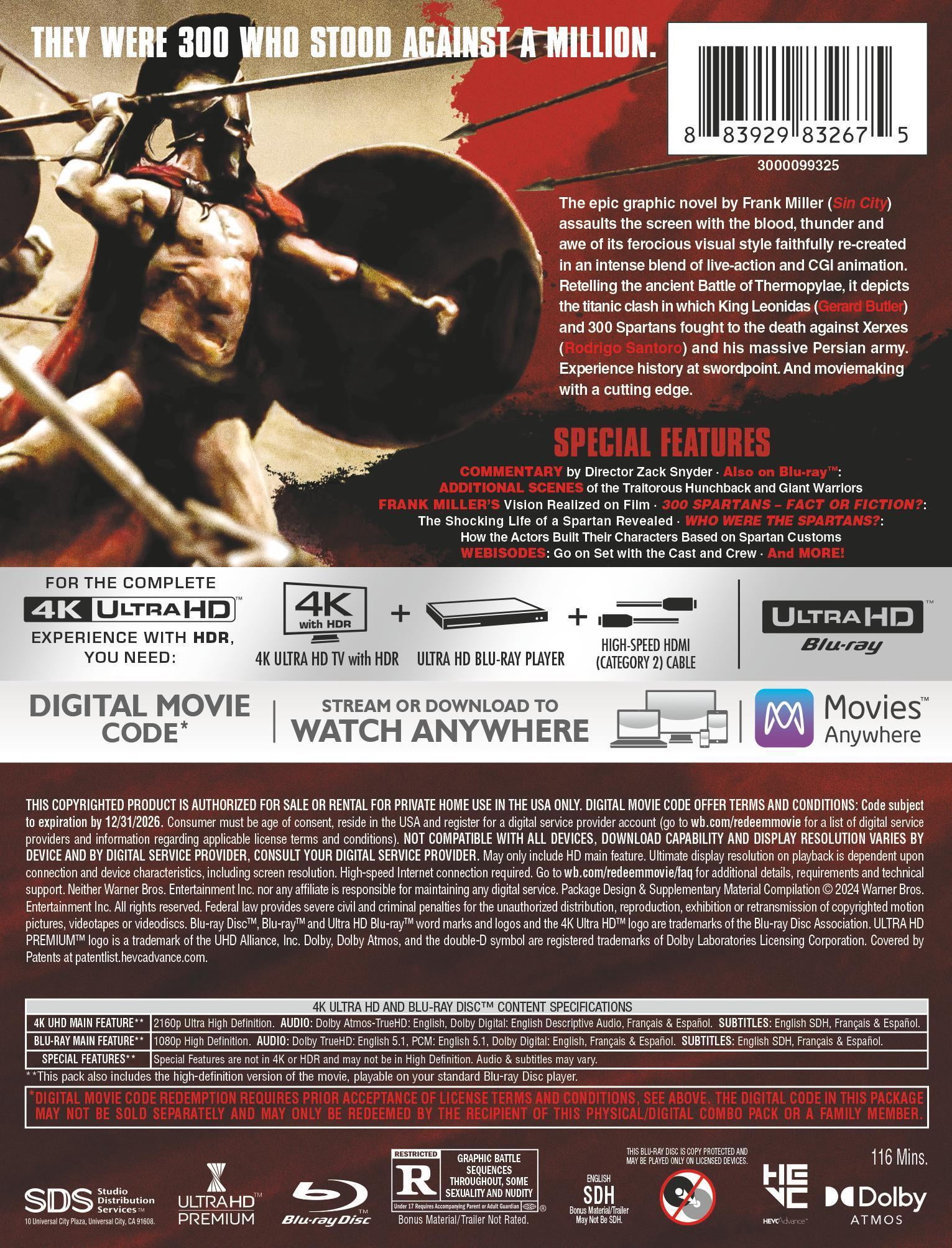 300 (Walmart Exclusive) (Steelbook) (4K Ultra HD + Blu-ray), Action, Warner Bros.