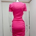thumbnail image 4 of Women Short Dress, Cut Out Waist Dress Hip Wrap Stylish  For Date ANGGREK Rosa Roja 3XL, 4 of 7