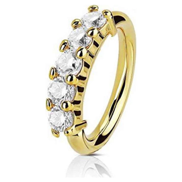 Anillo de nariz falso de moda Qarigey 1 pieza de cristal no perforante color oro