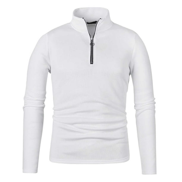 pstuiky Camisas casuales de manga larga para hombre, Suéter de manga larga con cuello alto y cremallera de color liso para hombre camisetas de hombre xl