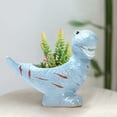 thumbnail image 5 of Ceramic Dinosaur Planter with Tray - Blue Triceratops Succulent Pot, 6 Inch Small Cactus Flower Holder, Cute Desktop Decor for Home Office, Unique Gift for Plant Lovers, 5 of 6