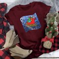 thumbnail image 2 of Gibobby Camisas de Navidad para mujer Camiseta de manga corta divertida con estampado navideño de color sólido informal para mujer Top(Vino,XG), 2 of 3