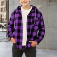 thumbnail image 5 of Boys Long Sleeve Plaid Shirt Jacket Kids Button Down Shirt Hoodies Lightweight Classic Collared Shacket with Pocket for 5-14 Years, 5 of 5