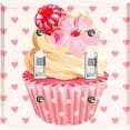 thumbnail image 1 of Metal Light Switch Plate Cover Floral Raspberry Cupcake Pink Heart Wallpaper CAK030, 1 of 13