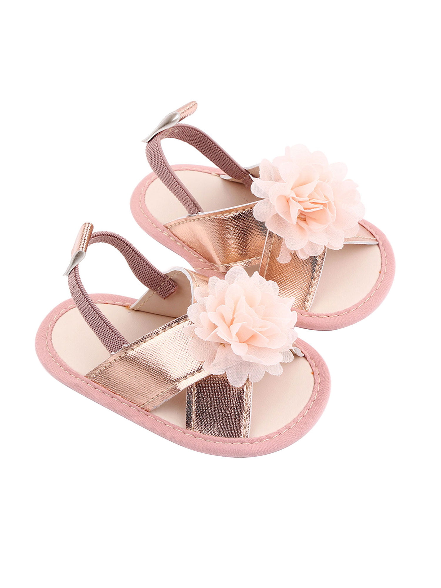 Golden 6-8M Baby Slippers Summer Fashion Sweet Newborn Baby Girls Flower Soft Silicone Sole Sandal Shoes