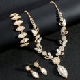 thumbnail image 6 of JUSIP 3pcs Luxury Sparkling Rhinestone Marquise Floral Necklace, Earrings & Bracelet Set - Elegant Bridal & Formal Event Jewelry Ensemble, Copper Base, White Golden Plated, Sparkling Embellishments, 6 of 10