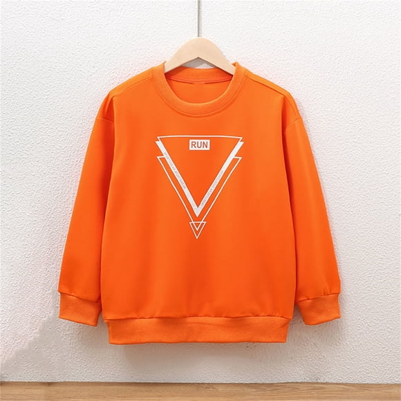 Milgrthf Tween Girls Fall Sweatshirts Print Crewneck Long Sleeve Pullover Hoodies Cute Casual Preppy Teen Clothes Orange 5 Years